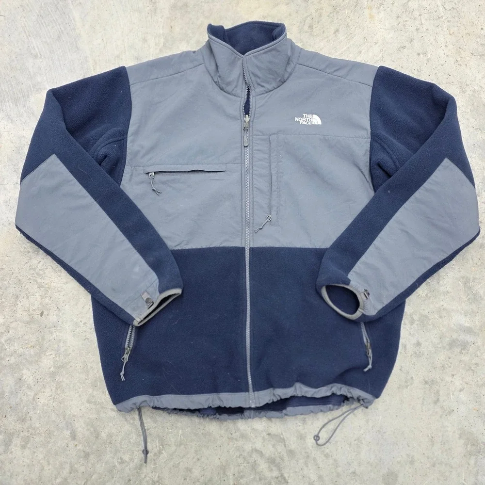The North Face Mens Fleece‎ Jacket Grey Navy Blue Full Zip Outdoor XL